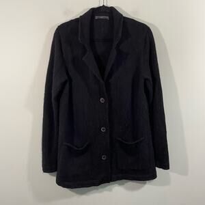 Peruvian Connection Women Black 100% Baby Alpaca Cardigan Size M